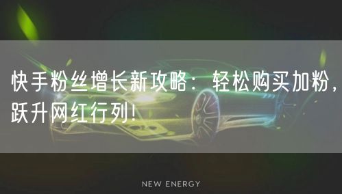 快手粉丝增长新攻略：轻松购买加粉，跃升网红行列！